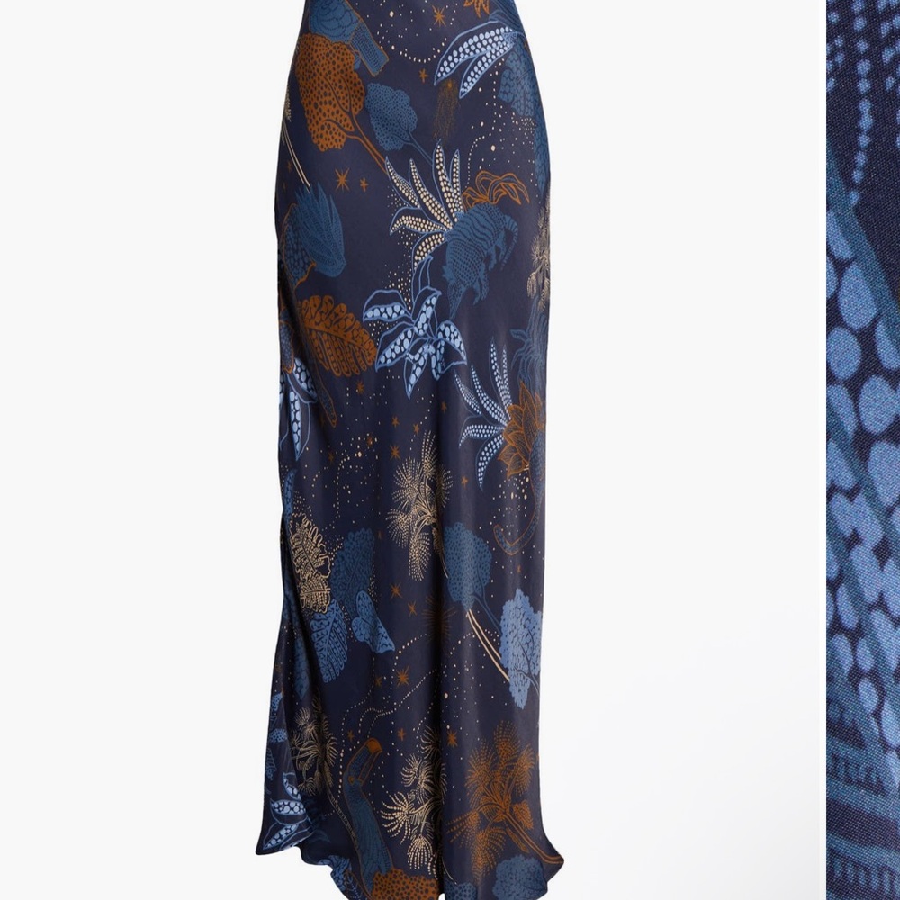 FARM Rio Navy Blue & Rust Print Maxi Slip Dress - Picture 4 of 6